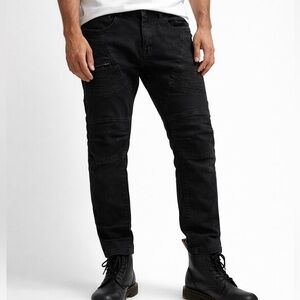 Kilogram Men’s Moto Jeans Black Button Fly Size 38 (Fits 36x32.5)